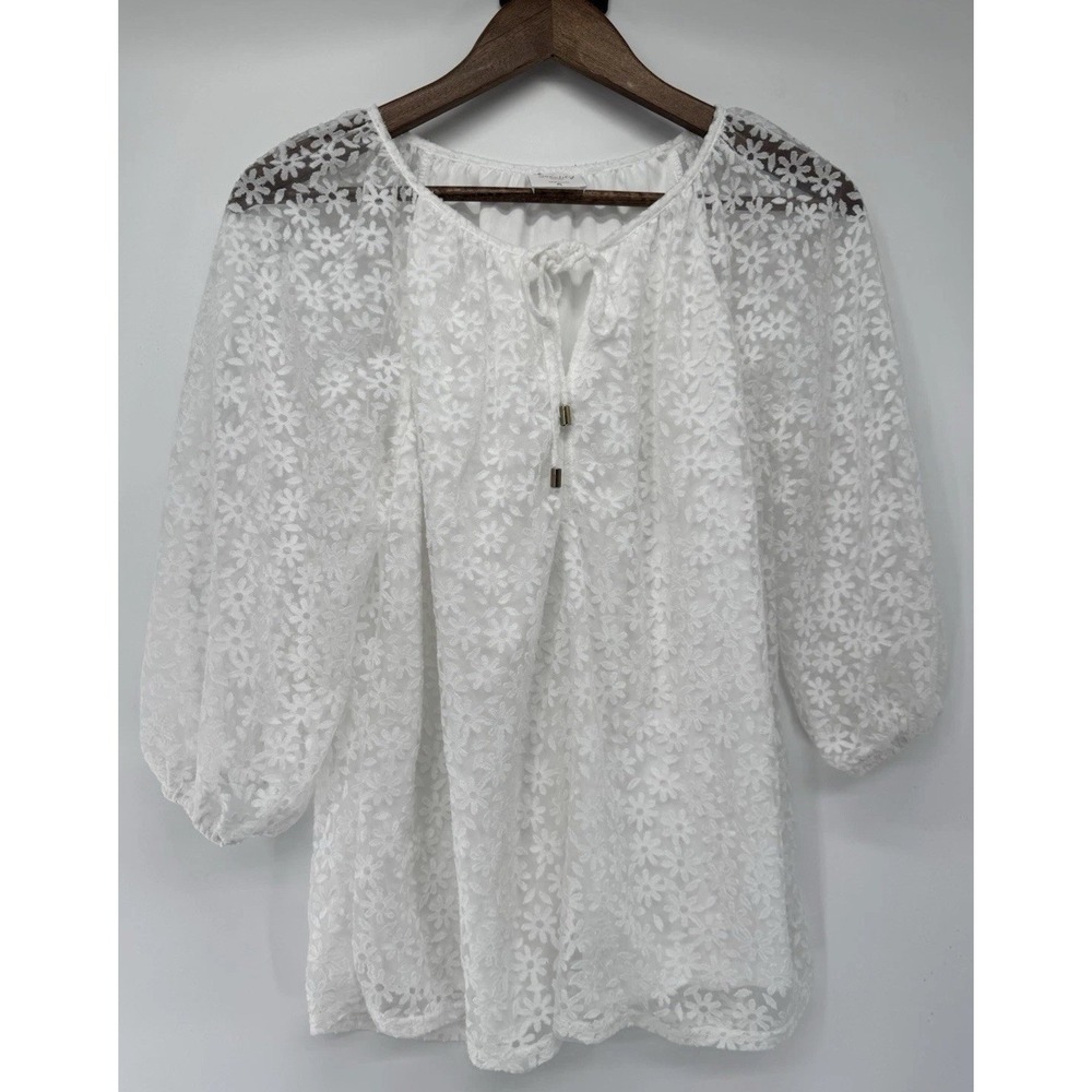 White Sheer Top By Siren Lily Bloomcore Sunflowers Peasant‎ Boho Pictures PL